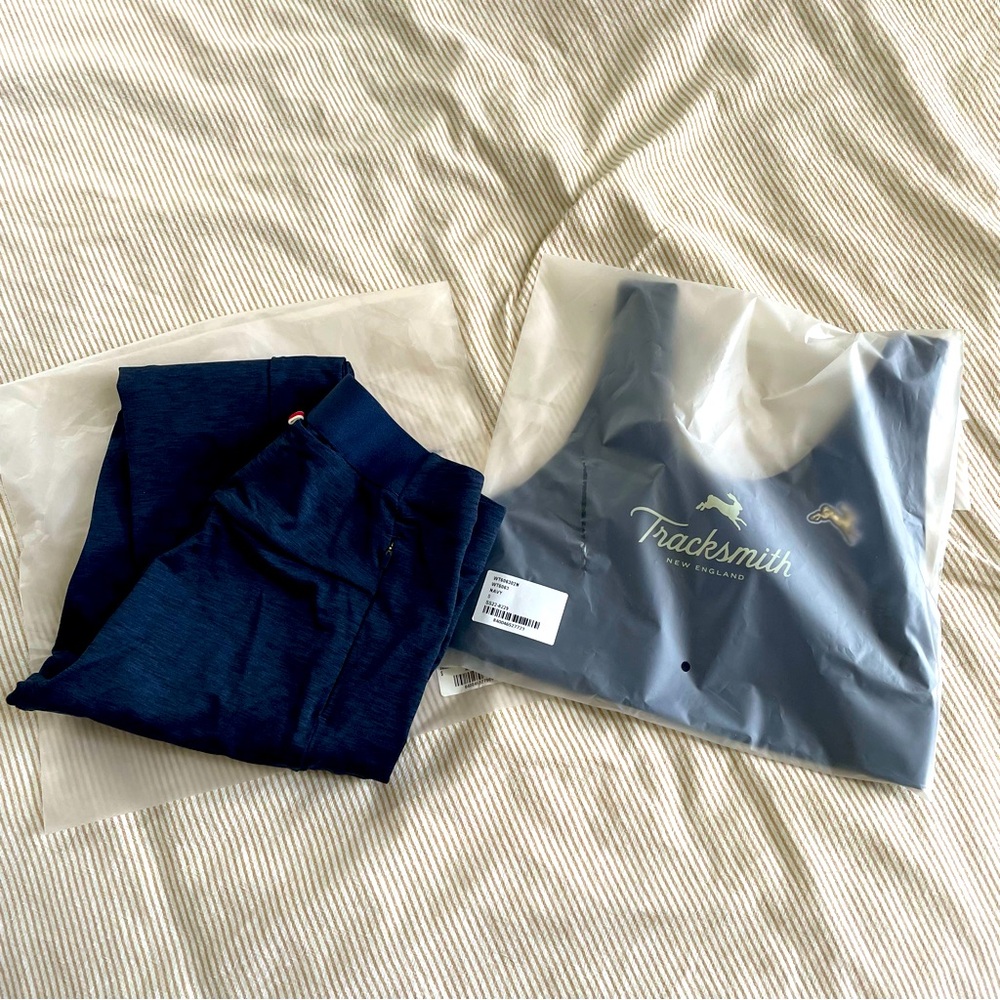 Tracksmith session tights + bra - size small NEW navy